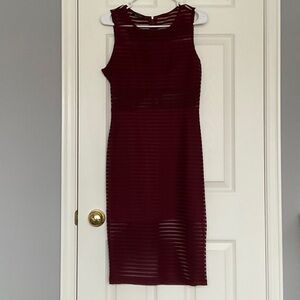 BLVD Burgundy Striped Midi Dress